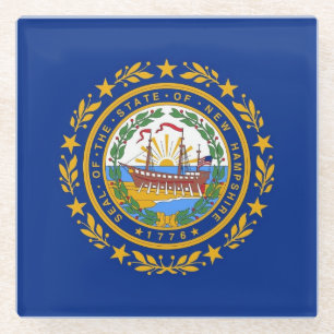 Glass coaster with flag of New Hampshire, USA