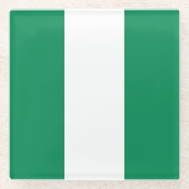 Glass coaster with flag of Nigeria (Front)