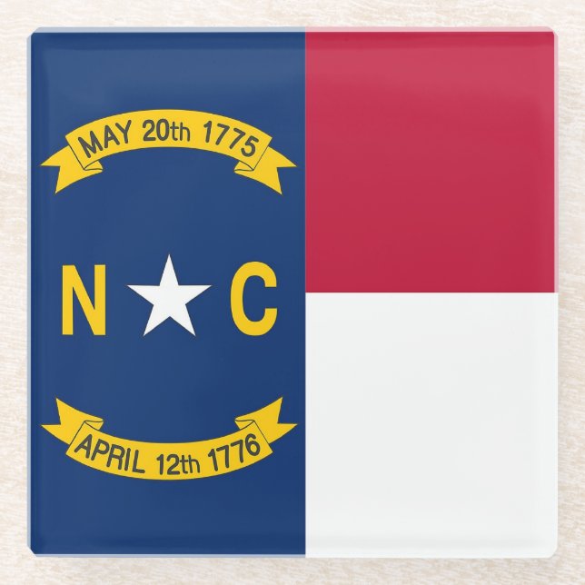 Glass coaster with flag of North Carolina, USA (Front)