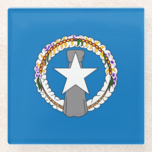 Glass coaster with flag of Northern Mariana