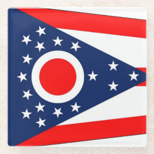 Glass coaster with flag of Ohio State, USA