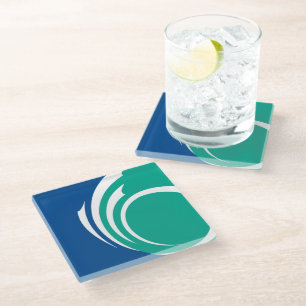 Glass coaster with flag of Ottawa, Canada