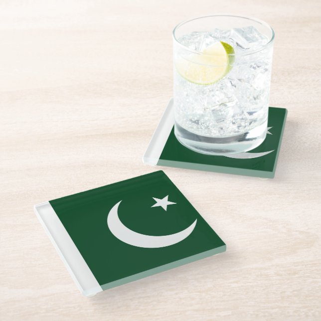Glass coaster with flag of Pakistan (Angled)