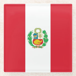 Glass coaster with flag of Peru