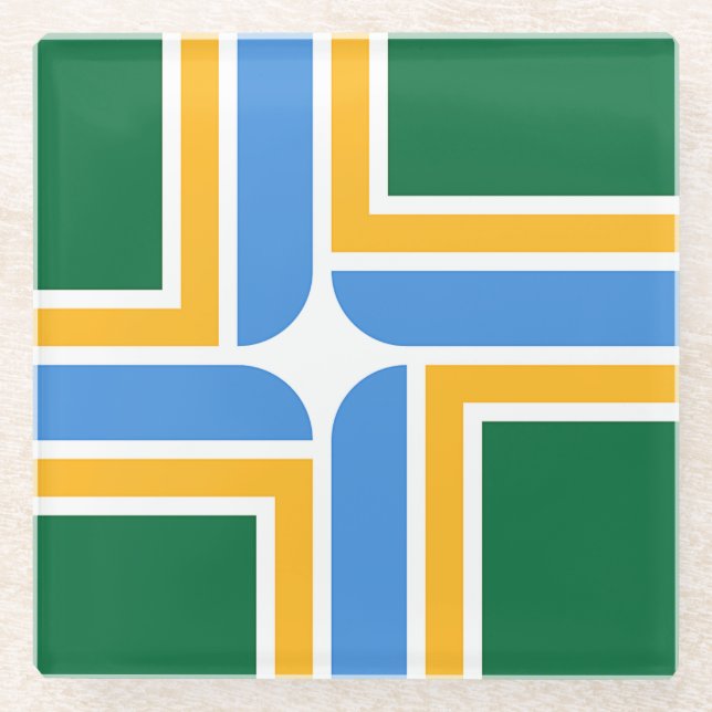 Glass coaster with flag of Portland, USA (Front)