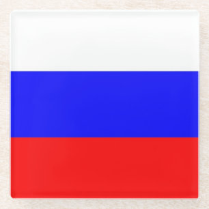 Glass coaster with flag of Russia