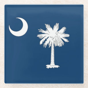 Glass coaster with flag of South Carolina, USA