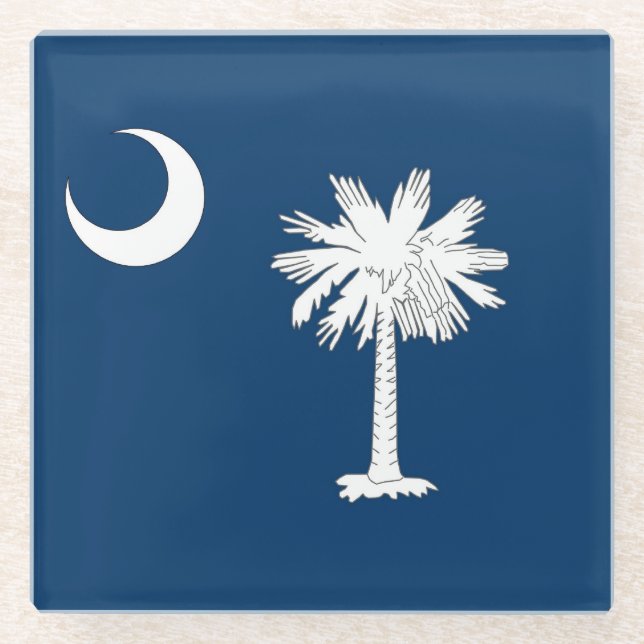 Glass coaster with flag of South Carolina, USA (Front)