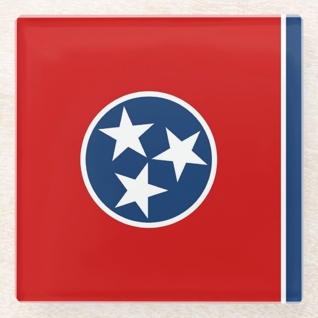 Glass coaster with flag of Tennessee, USA (Front)