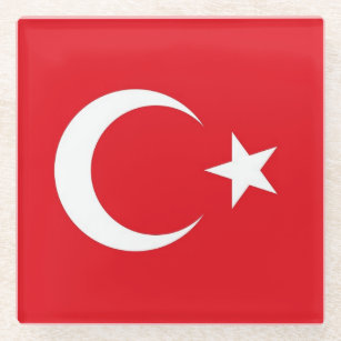Glass coaster with flag of Turkey