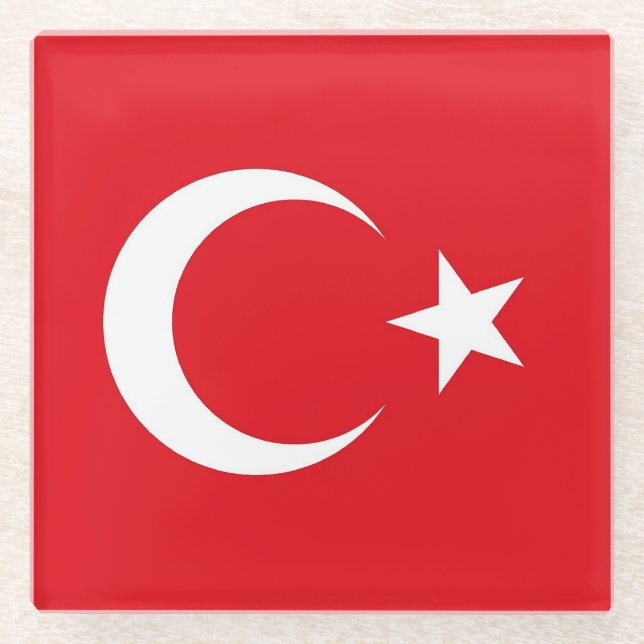 Glass coaster with flag of Turkey (Front)