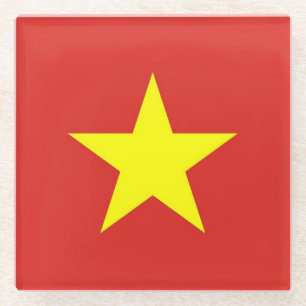 Glass coaster with flag of Vietnam