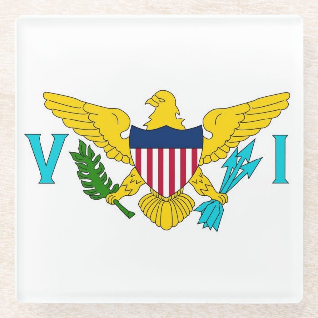 Glass coaster with flag of Virgin Islands, USA (Front)