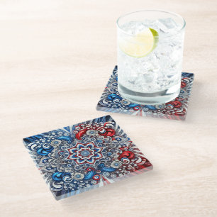 Glass coaster with French Colours