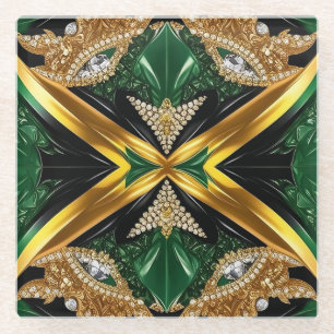 Glass coaster with Jamaican Colours