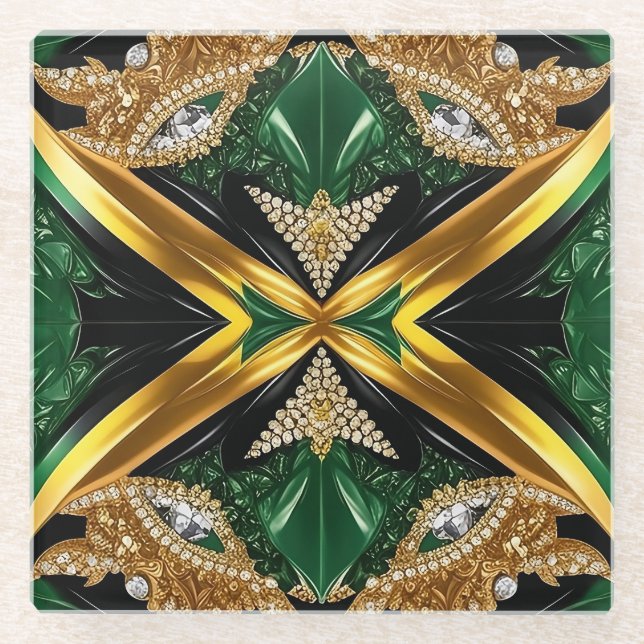 Glass coaster with Jamaican Colours (Front)