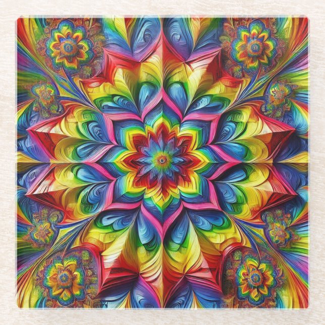 Glass coaster with LGBTQ Colours (Front)