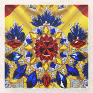 Glass coaster with Romanian Colours