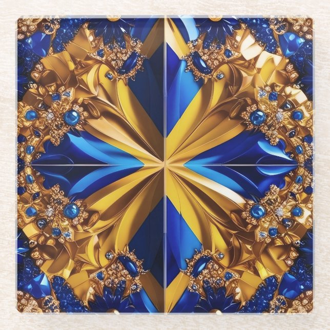 Glass coaster with Sweden Colours (Front)