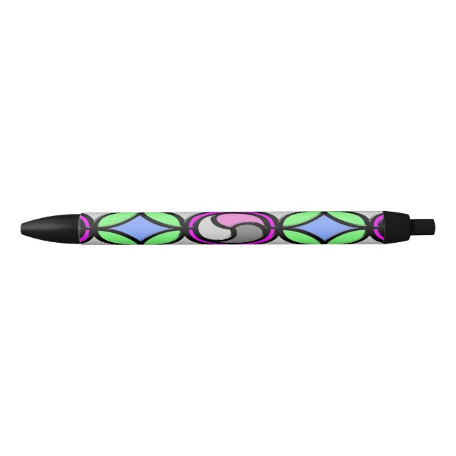 Glass colored tiled black ink pen (Front)