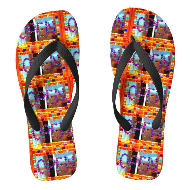 glass coloured beads "open" flip flops (Footbed)