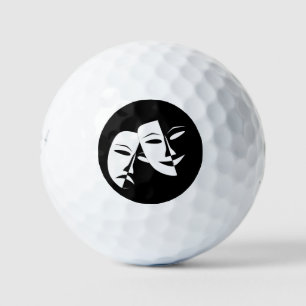 Glass Comedy/Tragedy Black and White Golf Balls