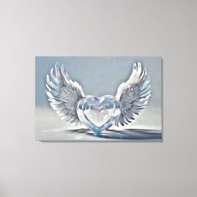 *~* Glass Crystal Hearts Angel Wings AP78  Canvas Print (Front)