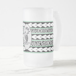 Glass cup glazed. Ethnic/Green Tribal