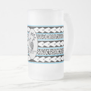 Glass cup glazed. Tribal Ethnic/Blue sky