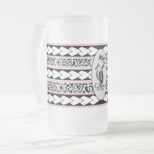 Glass cup glazed. Tribal Ethnic/Rose