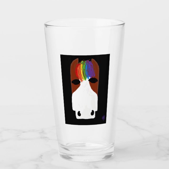 Glass Cup - LGBTQ Horse (Front)
