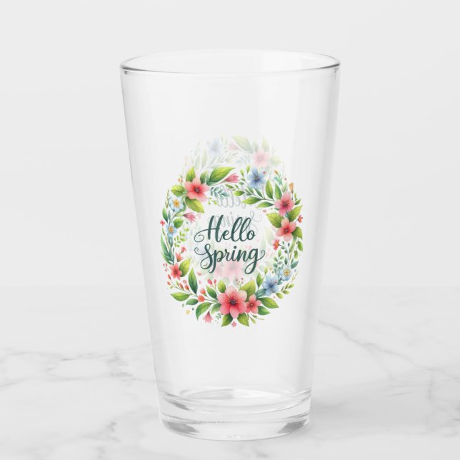 Glass Cup-Spring Floral Drinkware (Front)