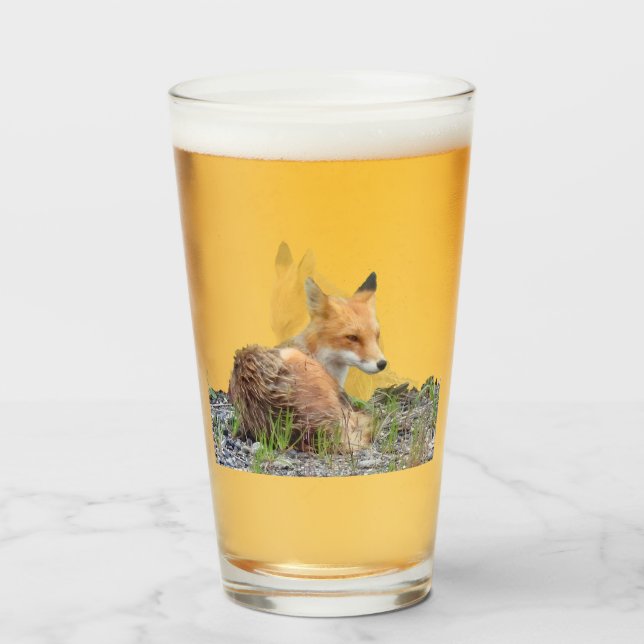 Glass Cup w/ fox (Front Filled)