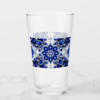 Glass cup with Blue White Colours