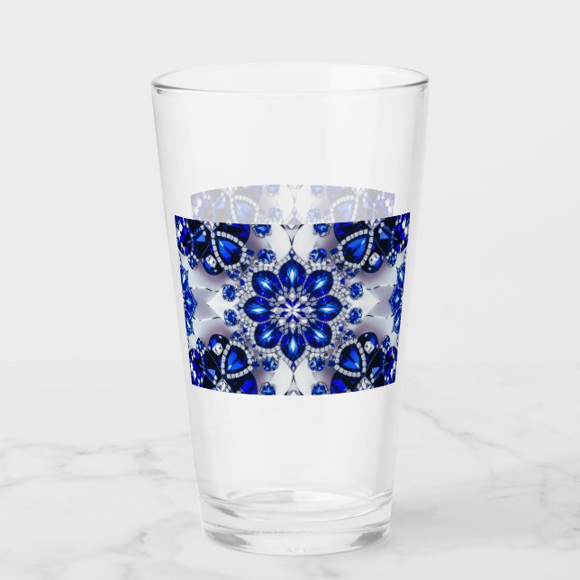 Glass cup with Blue White Colours (Front)