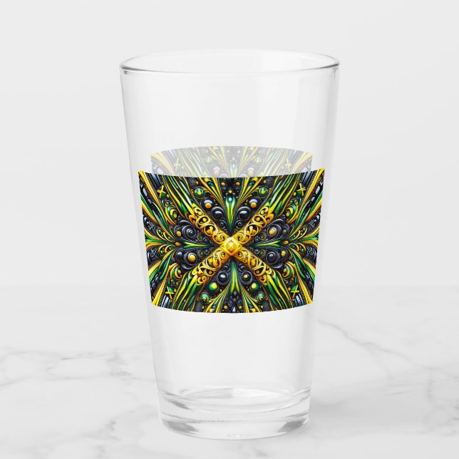 Glass cup with Jamaican Colours (Front)