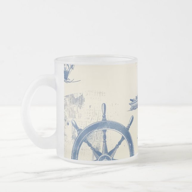 Glass Cup with Marine Elements (Left)