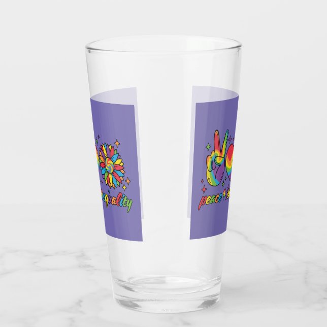 Glass Cup with peace love equality  (Right)