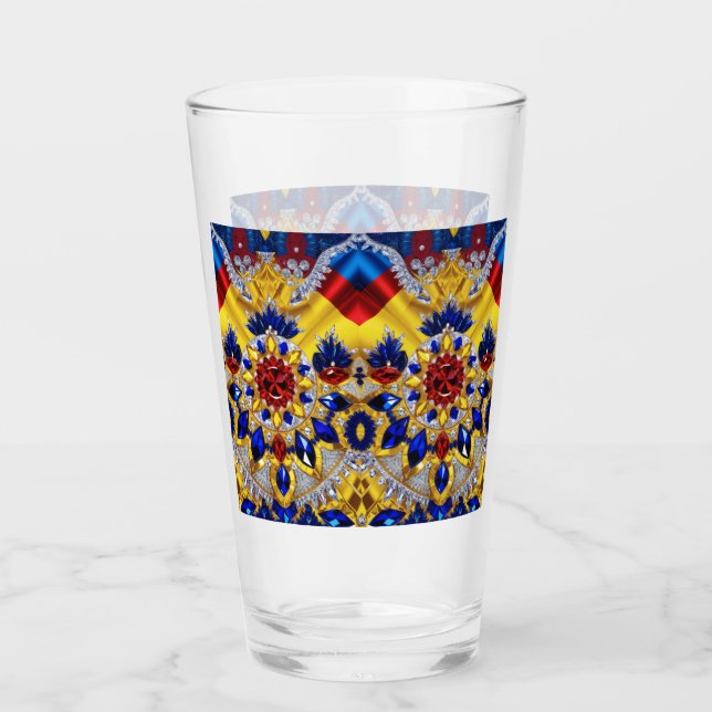Glass cup with Romania Colours (Front)