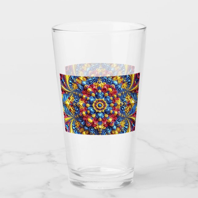 Glass cup with Romanian Colours (Front)