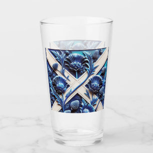Glass cup with Scottish Thistles Design