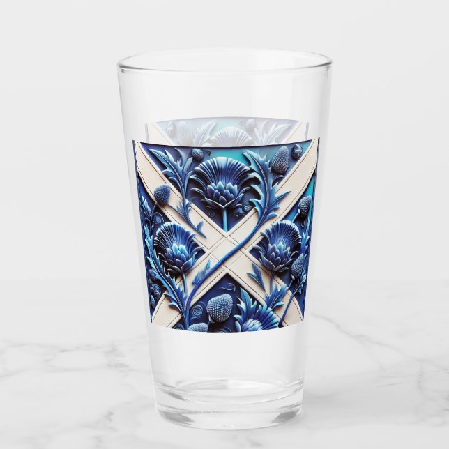 Glass cup with Scottish Thistles Design (Front)