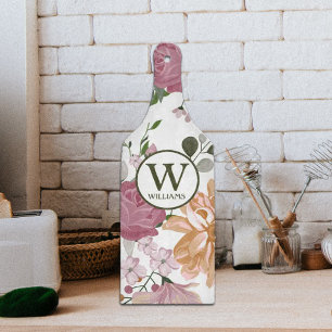 Glass Custom Family Watercolor Flowers Cutting Board