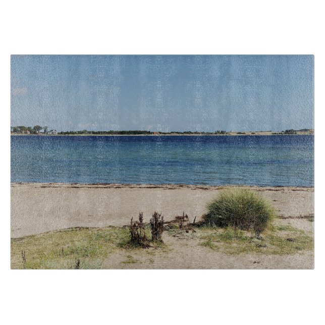 Glass cutting board beach and sea (Front)