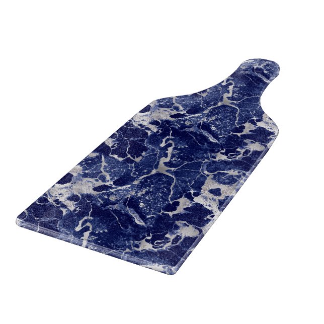Glass Cutting Board - Blue & Silver Marble Pattern (Corner)
