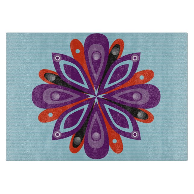 Glass Cutting Board Burst Blue (Front)