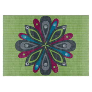 Glass Cutting Board Burst Green
