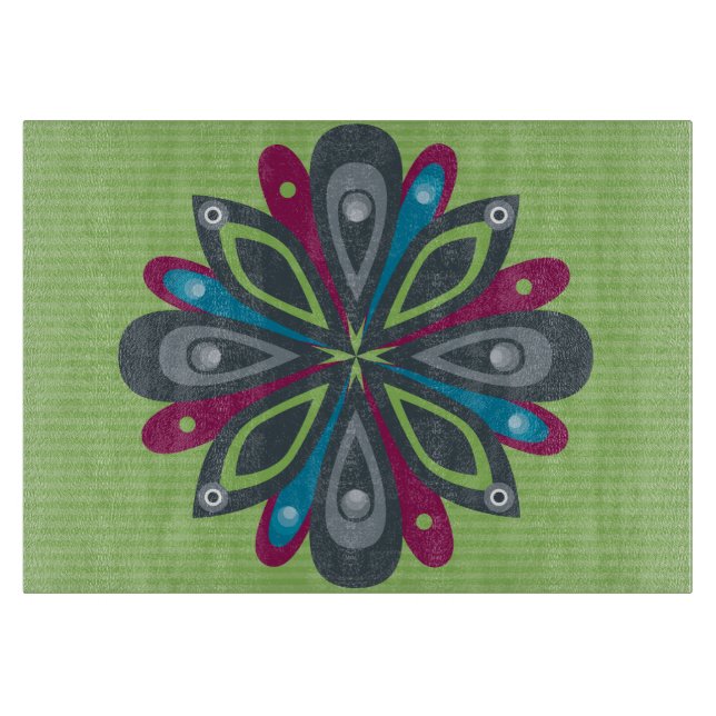 Glass Cutting Board Burst Green (Front)