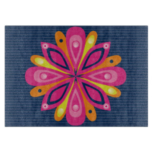 Glass Cutting Board Burst Navy