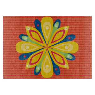 Glass Cutting Board Burst Red